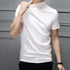 2022 Trend Summer Men Half high Collar Mercerized Cotton Short Sleeve Slim Body T-Shirt Men Solid Color Modale High Collar