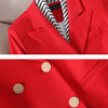 Fashion Women Blazer Ladies Fall Winter Black Red White Long Sleeve Double Breasted Slim Female Jackets Coat