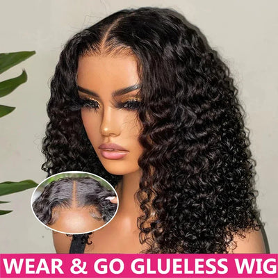 Wear And Go Water Wave Bob Lace Perücke für Frauen gelockt 6x4 Glueless Echthaar Perücke 4x4 Ready To Go Echthaar Perücken Pre-Cut Lace Perücke