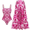 Flaxmaker Long Sleeves Majolica Series Pattern Print One Piece Swimsuit Biquini Beachwear Women Sexy Bikini Sets Swimsuit