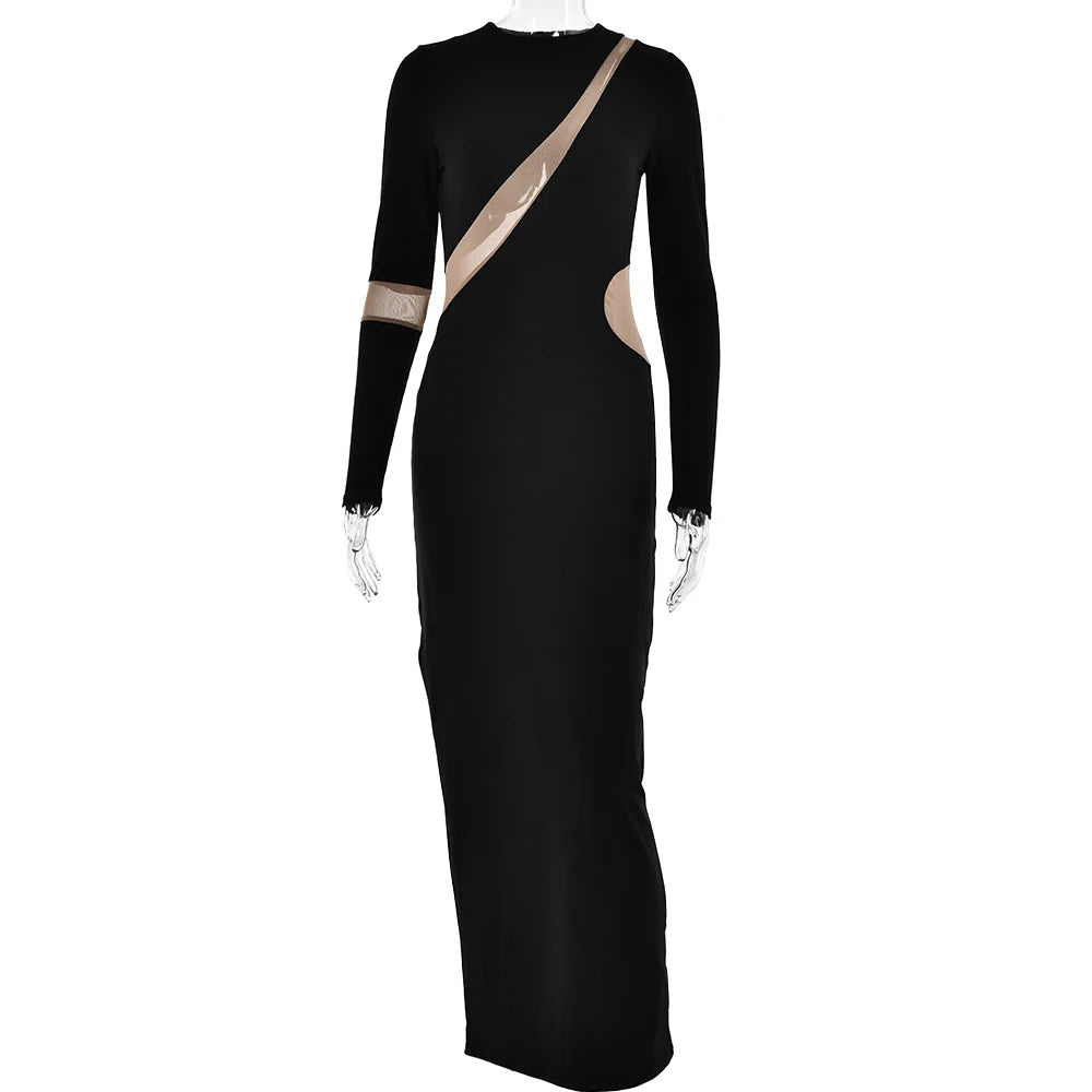 Articat-Women's Split Long Sleeve Midi Dress, Sexy Hollow Out, Split, Irregular, Irregular, Party, Club, Evening