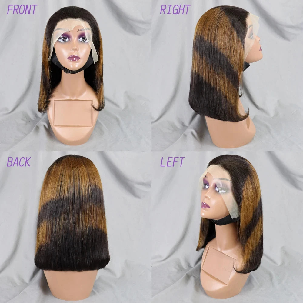 4/30/4 Farbe Echthaar Bob Perücke Glatt 13x4 Lace Front Echthaar Perücken Brasilianische Perücke Kurze Echthaar Bob Perücken Ombre Perücke