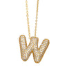 FLOLA Chunky Clear Crystal Initial Necklaces For Women Bubble Letter Necklace Custom Name Jewelry Birthday Gifts nkeb798