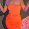 Sexy Trägerloses schulterfreies, pinkfarbenes Bodycon-Kleid für Damen, rückenfreies, schmales Minikleid, Club-Party-Kleider