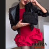 TRAFZA Sexy Solid White Flower Bud Tierred Red Mini Dress Safety Pants Women Dress New 2025 Spring Autumn Fashion Party Dress