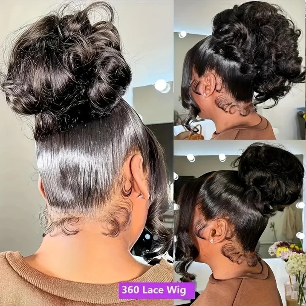 360 HD Lace Front Wig Human Hair 250% Density Body Wave Transparent Lace Frontal Wig Pre-Plucked Hair Full Hairline Natural Wigs