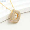 SUNSLL Cubic Zircon A-Z 26 Bubble Letter Necklace 2 Sizes Gold Plated M Chunky Balloon Initials Pendant Women Chain Jewelry 2024