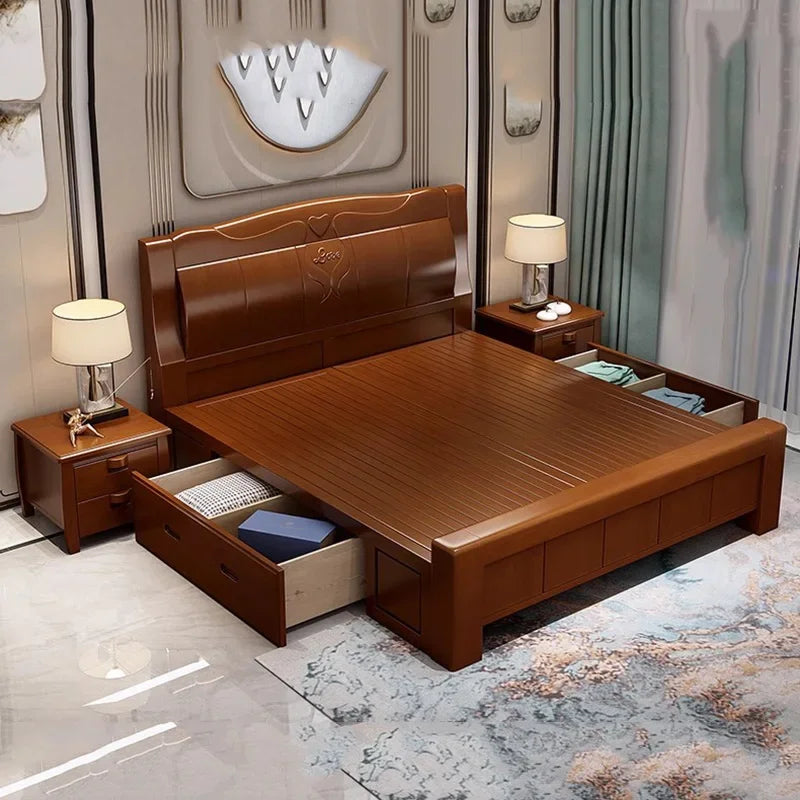 Europäisches Luxus-Schlafzimmer-Set, weich, modern, High-End-Aufbewahrung, Queen-Size-Schlafzimmer-Set, Holz, cool, Apartment, Möbel für Schlafzimmer