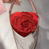Luxuriöse Glitzer-Blumen-Strass-Diamant-Quasten-Abendtasche Herzförmige Damenhandtasche Hochzeit Party Clutch Umhängetasche