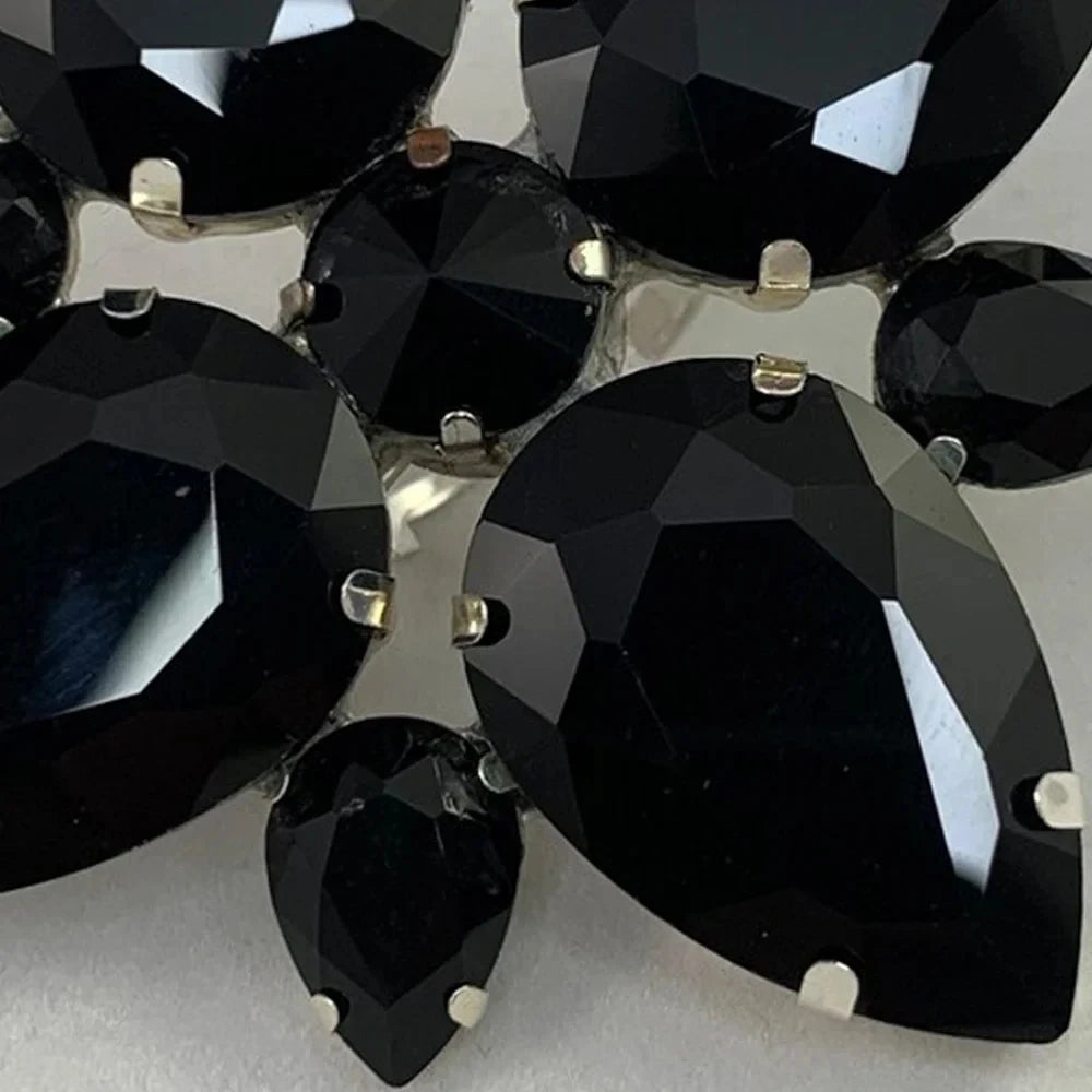 Fashion Black Crystal Ring Large for Women Free Shipping Luxury Adjustable Accessories Rhinestone Exaggerate Ring Finger Jewelry