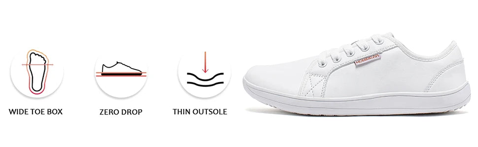 HOBIBEAR Minimalistische Schuhe für Herren und Damen, weite Zehenbox, Barfuß-Schuhe, Zero Drop, Freizeit-Sneaker aus Kunstleder, leichte Walking-Sneaker