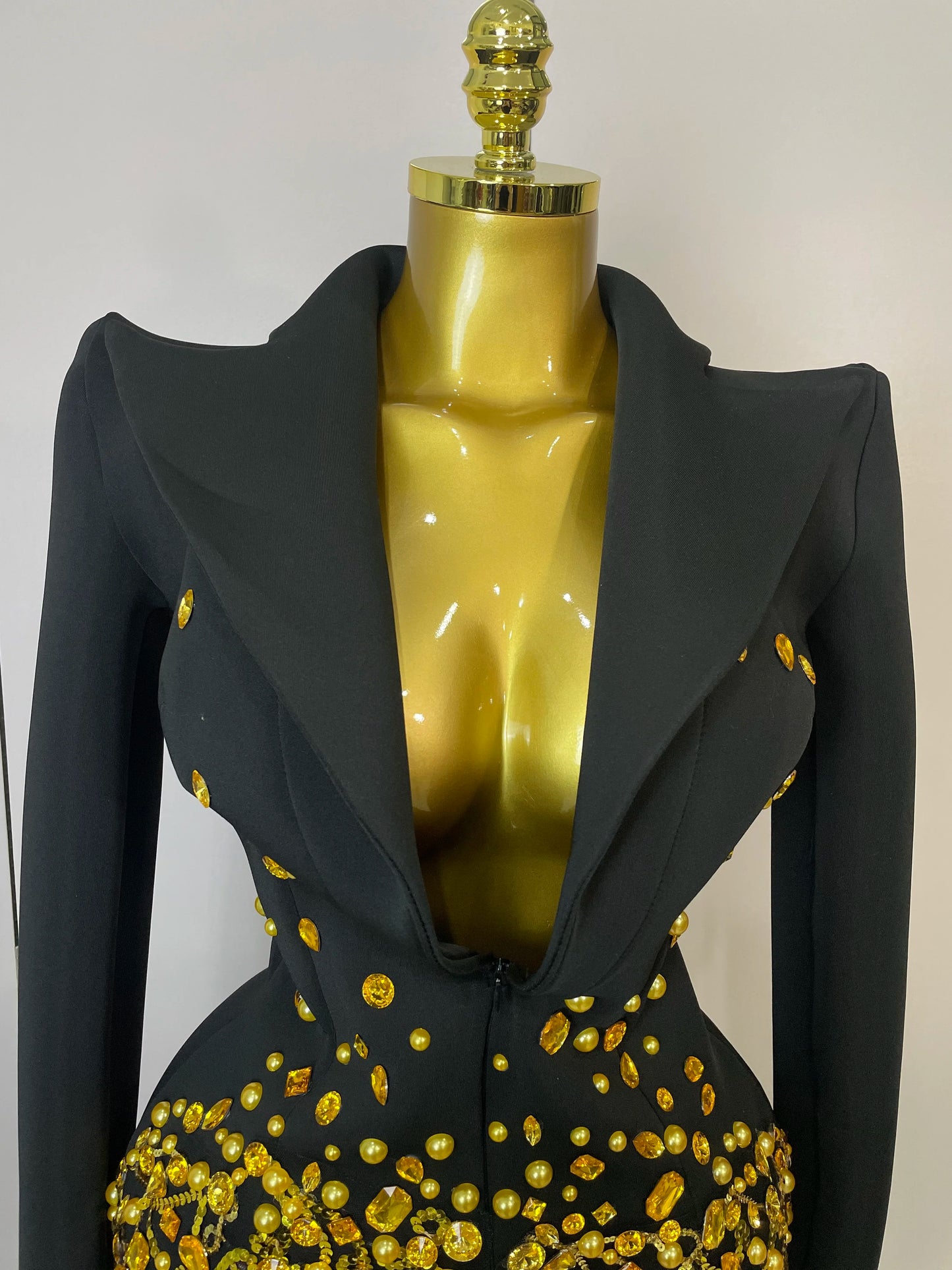 Glitzernde Kristallketten Perlen Langarm Minikleid 2025 Damen Geburtstag Abendparty Nachtclub Outfit Sängerin Hochzeitskostüm