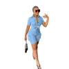 CM.YAYA INS Women's Set Short Sleeve Pocket Front Shirt and Pocket Side Shorts Suit 2023 Cargo Two 2 Piece Set Outfit Tracksuits