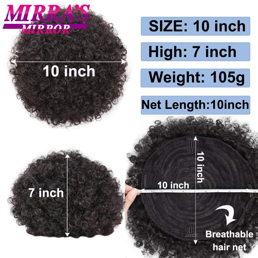 Synthetic Afro Puff Drawstring Ponytail Hair Bun 10 Inch Short Afro Kinkys Curly Afro Bun Extension Hairpieces Large Size