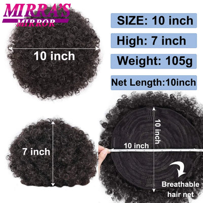 Synthetic Afro Puff Drawstring Ponytail Hair Bun 10 Inch Short Afro Kinkys Curly Afro Bun Extension Hairpieces Large Size
