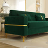 86-Zoll-Samtsofa mit goldenen Beinen – Bequemes Sofa, Loungesofa, 3-Sitzer-Couch – Luxuriöses Samtsofa für die Wohnzimmereinrichtung