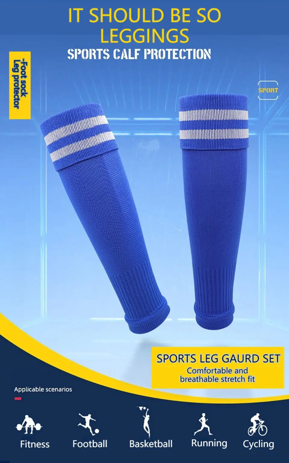 Loogdeel Adult Leg Warmers Elastic Soccer Shin Guard Calf Socks Over Knee Men Sports Compression Protection Long Sleeve Training
