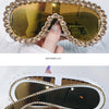 Oversized Punk Rhinestones Sunglasses Women 2024 Luxury Brand One-Piece Y2K Sports Sun Glasses for Lady Steampunk Eyewear UV400