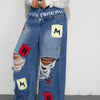 Hip Hop Wide Leg Jeans Pants Sexy Women High Waist Elegant High Street Ripped Denim Straight Trousers