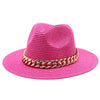 Set Straw Hat and Bag Set Gold Chain Bag Hat Set Ladies Leather Bag Tote Church Fedora Party Jazz Straw Hat