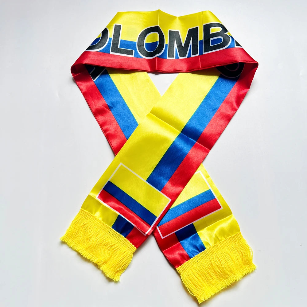 2026 Haiti  NorwayCountries Flag Scarf14x135cm Double-sided Printed Satin Haiti Flag Scarf Tassels Suitable for Football, Sports