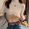 Damen Rollkragenpullover Winter 2025 Retro Rot mit Samtfutter Verdickter Innerer Thermostrickboden
