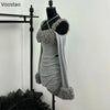 Süß Sexy Unregelmäßig 2-teiliges Set Damen Chic Plüsch Patchwork Slim Tops Minirock Anzug Koreanischer Y2k Ästhetik Lolita Stil Outfits