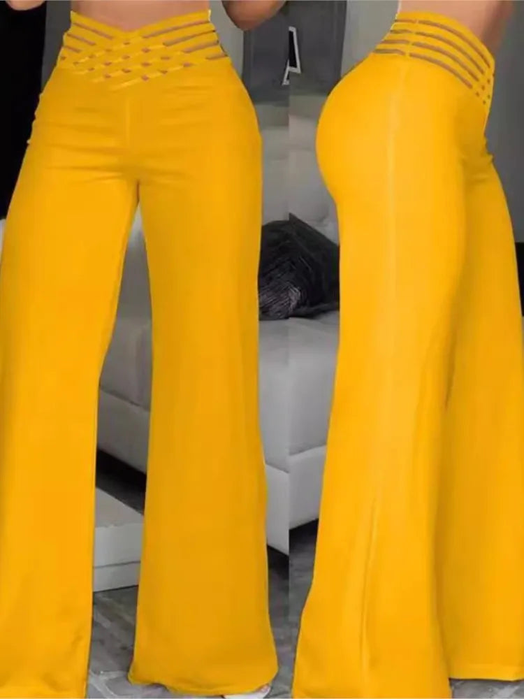 Spring Autumn Elegant High Waist Wide Leg Pants For Women Fashion Loose Long Pant Casual Office Solid Women Clothes New Pant