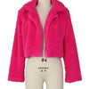 Fashion Faux Fur Open Stitch Lapel Crop Jackets Women Clothing Autumn Winter Solid Long Sleeve Warm Furry Fluffy Coat Outer Wear