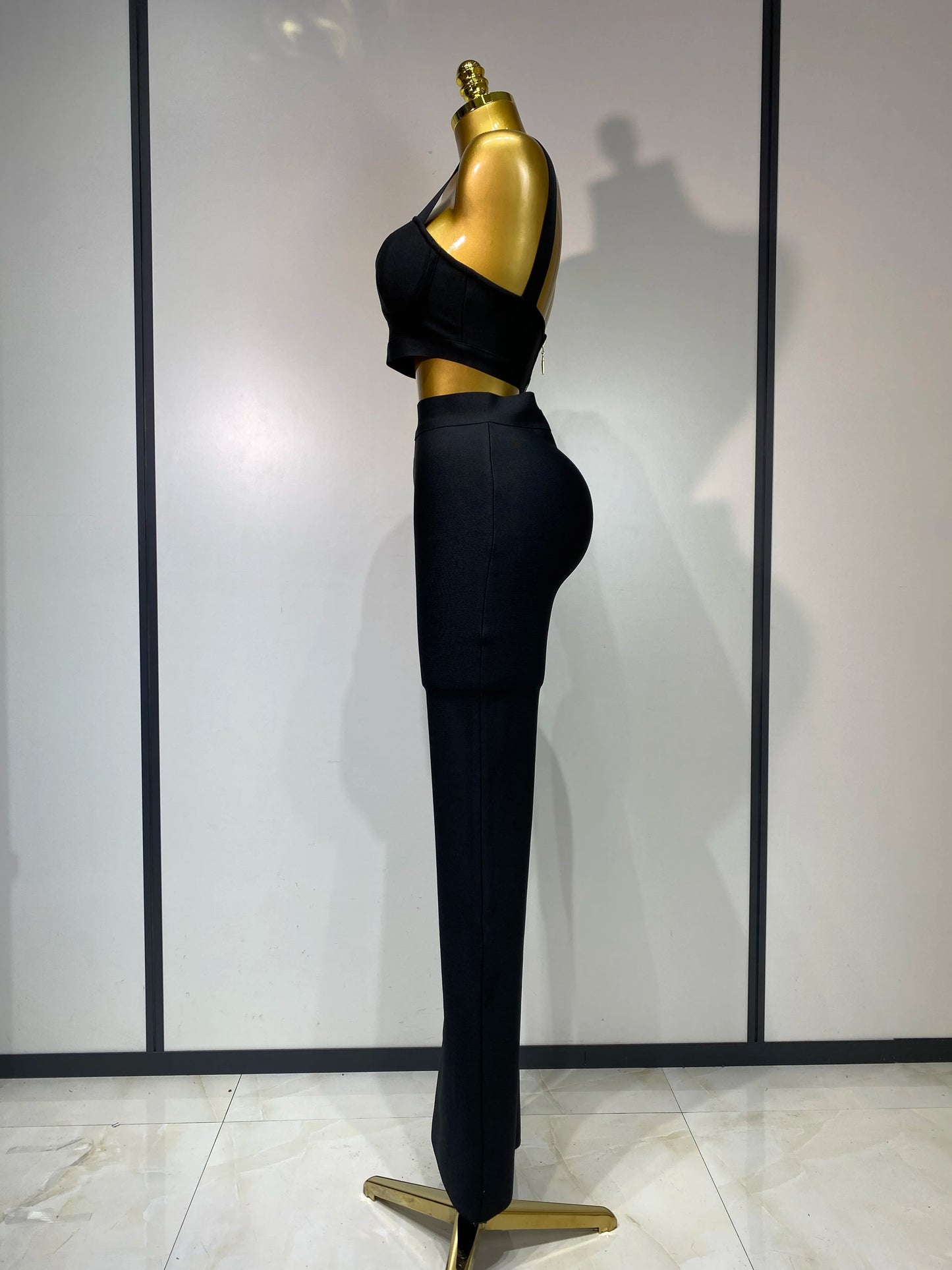 Damen Sexy Bandage Crop Top Hosen-Set Abendparty Club Luxus Geburtstag High Street Mode Elegant Luxus Geburtstags-Outfit