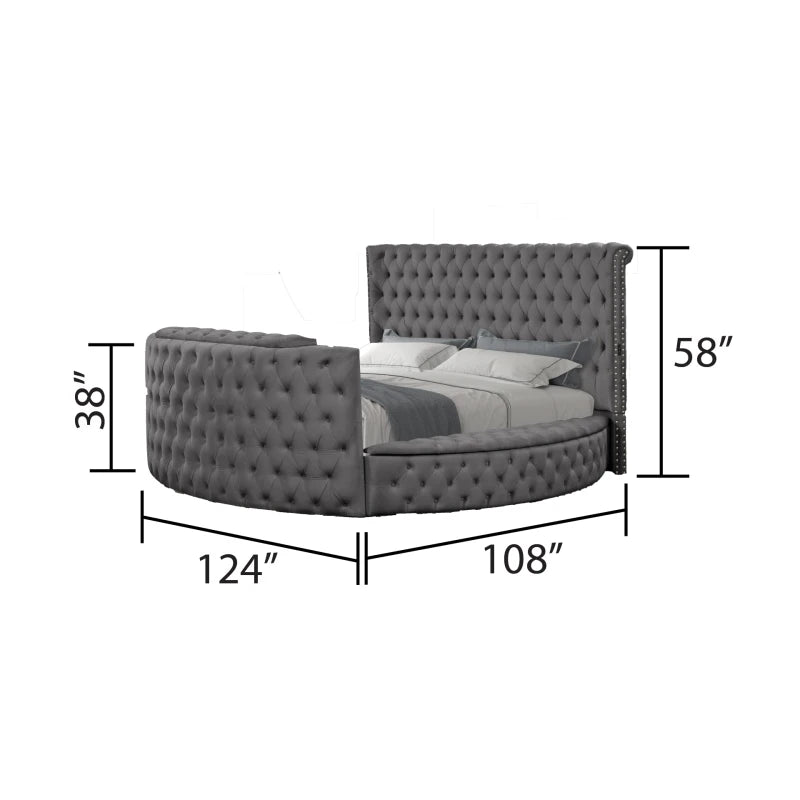 Maya Modern Style Crystal Tufted King 4PC Bed room set Made with wood in Gray ,Main Color: Gray