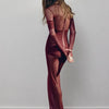 Articat Elegantes Mesh-Patchwork Langarm-Bodycon Party Club Abendkleid Sexy Doppellagiges Perspektivkleid Herbstkleidung