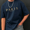 Paris Romantic City Letter Graphic Print Tees Men T-Shirt Summer Loose Clothing Loose Cotton Oversize Tshirt Street Soft Tops