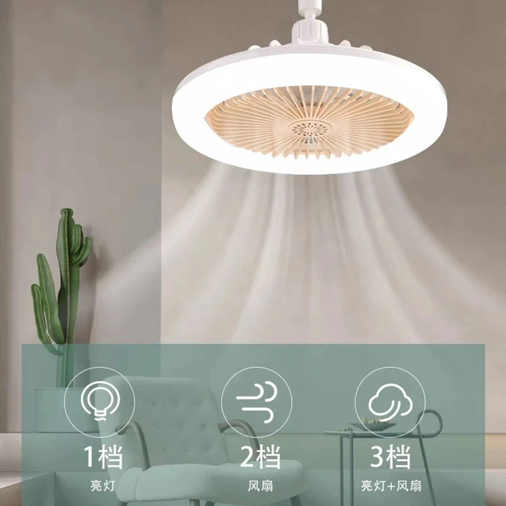 Ceiling Fan with Lighting Lamp Converter Base with Remote Control Ceiling Fan Lamp for Bedroom Living Home Silent 3 Speed