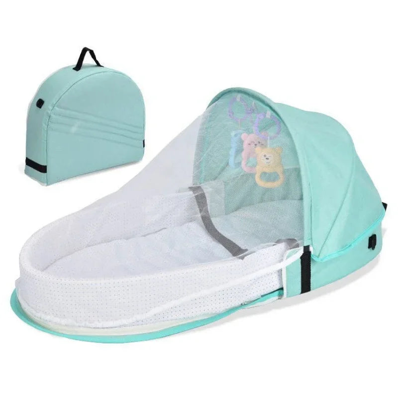 Babybett, faltbar, tragbar, mit Netz und Verdeck, Babynest, tragbares Babybett zum Campen, Säuglingswiege