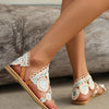 Sandals Women's Floral Pattern Hollow Out Toe Post Lace Flower Sandals Roman Style Open Toe Flat Shoes Women's Sandals