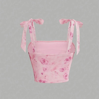 Solid Tie Shoulder Ruched Wide Strap Slim Fit Crop Top for Women Summer 2025 Y2K Clothes Pink Backless Cami Top Streetwear