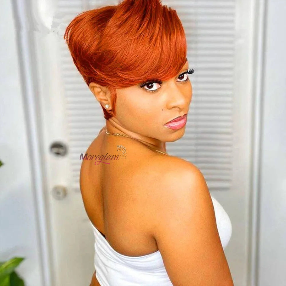 Kurze Bob Perücke Pixie Cut Perücke Glatte Echthaarperücken 13x4 Transparente Lace Front Perücke Für Frauen Highlight Glatte Pixie Cut Perücke