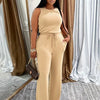 Solid Casual Jumpsuit for Women Sleeveless Drawstring High Waist One Pieces Rompers and Jumpsuits Summer Outfits Combinaison