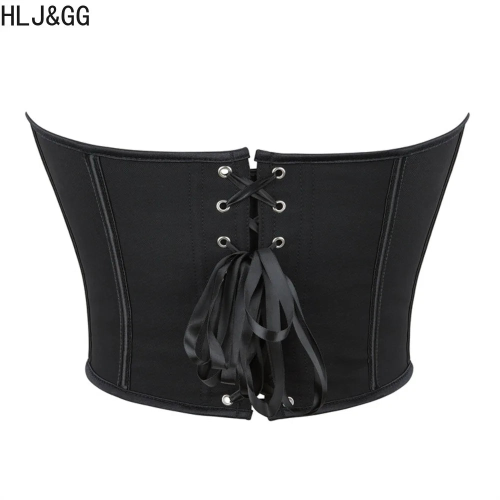 HLJ&GG Sexy Off Shoulder Corset Vest Two Piece Sets Women Sleeveless Backless Bandage Irregular Top + Sequin Mini Skirts Outfits