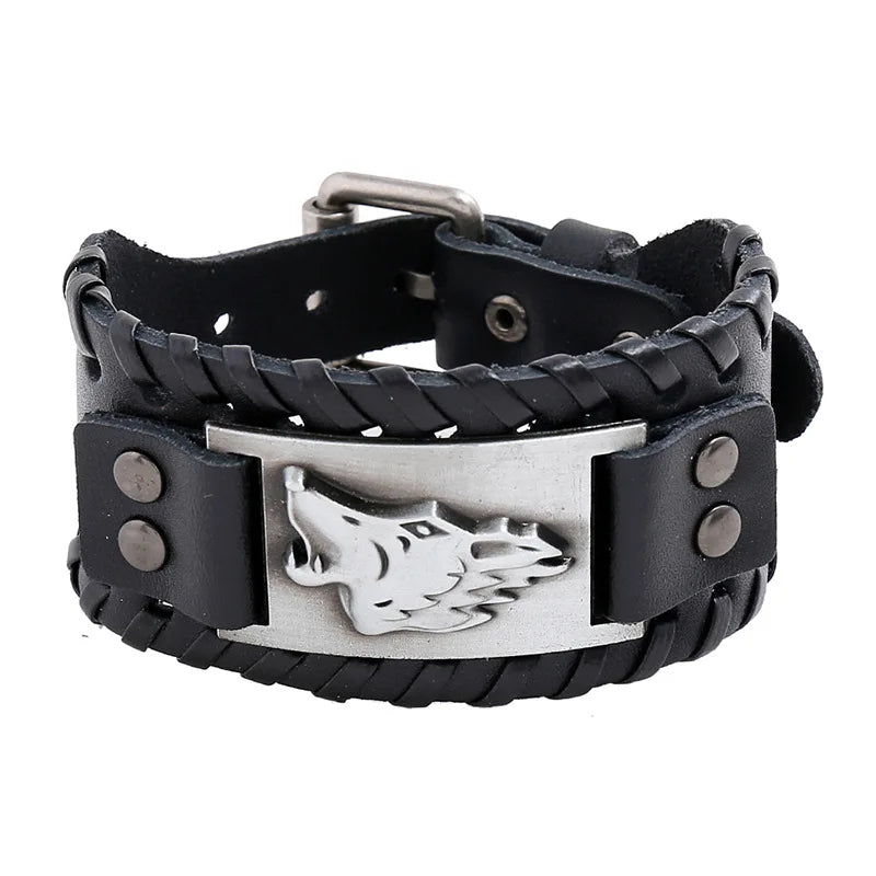 New Retro Wide Leather Pirate Compass Bracelet Men's Bracelet Celtic Viking Jewelry Compass Bracelet Accessories Party Gifts