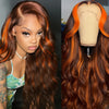 Ginger Brown Highlight Body Wave Lace Frontal Wigs Colored Human Hair Glueless Ombre Ginger Orange HD 13x4 Lace Front Lace Wig