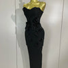 Sexy Fashion White Elegant Strapless Flower Bodycon Long Dress Women Casual Streetwear Club Birthday Party Slim Elegangt Dresses