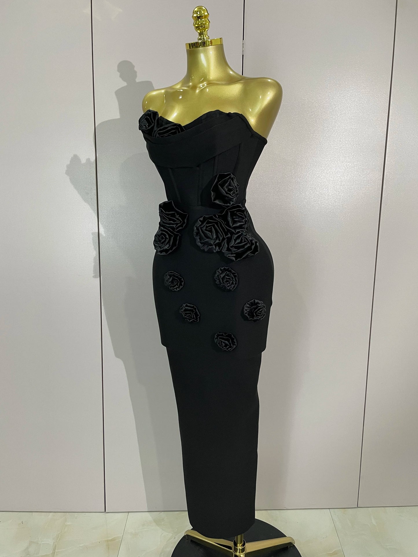 Sexy Fashion White Elegant Strapless Flower Bodycon Long Dress Women Casual Streetwear Club Birthday Party Slim Elegangt Dresses