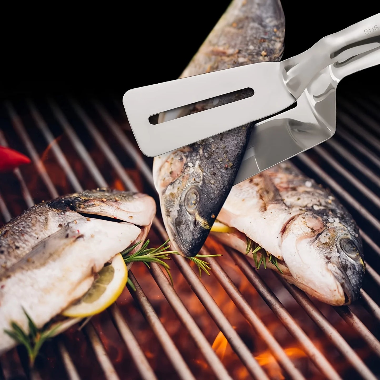 Stainless Steel Steak Clamps Kitchen Barbecue Food Flipping Spatula Tongs Clip Burgers BBQ Pizza Pies Fish Kitchen Bread Tongs