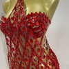 Sexy Sparkly Sequin Diamond Mesh Transparent Two Piece Set Women Celebrate Evening Party Birthday Dress Stage Photo Shoot Wear