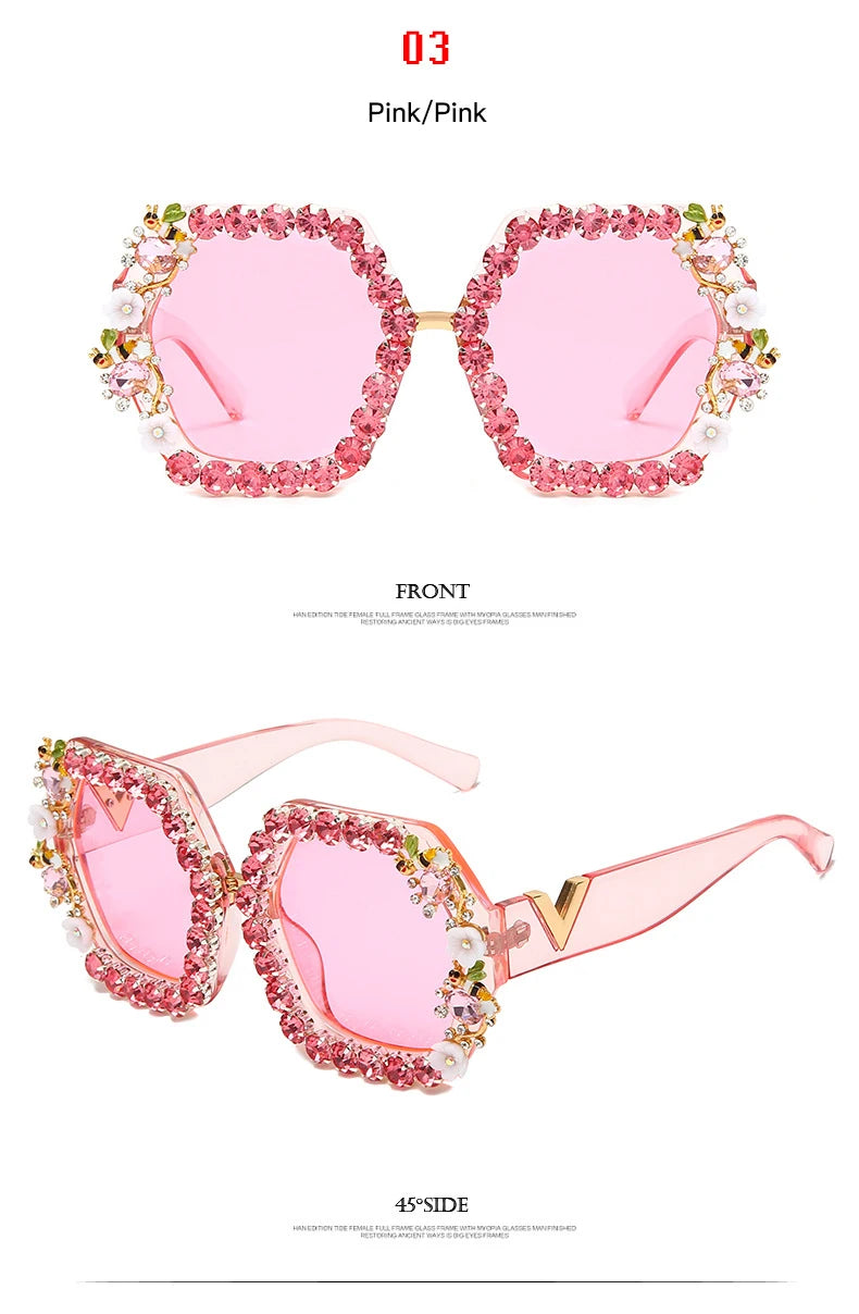 Stilvolle Diamant Blingbling Sonnenbrillen für Herren Damen mit Biene 2022 Luxusmarken Designer Strass Sexy SonnenbrillenDamen