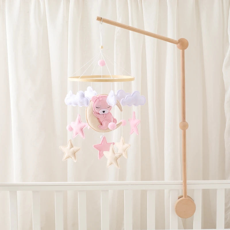 Baby-Kinderbett-Mobile-Rassel-Spielzeug 0-12 Monate Säugling Weicher Filz Teddy Samt Rosa Bär Bettglocke Hängendes Spielzeug Halterung Babybett Mädchen Spielzeug