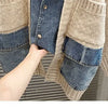 2023 New Autumn Winter Women Splicing Denim Jacket Women Long Sleeve Jean Jackets Female Loose Sweater Cardigan Jacket