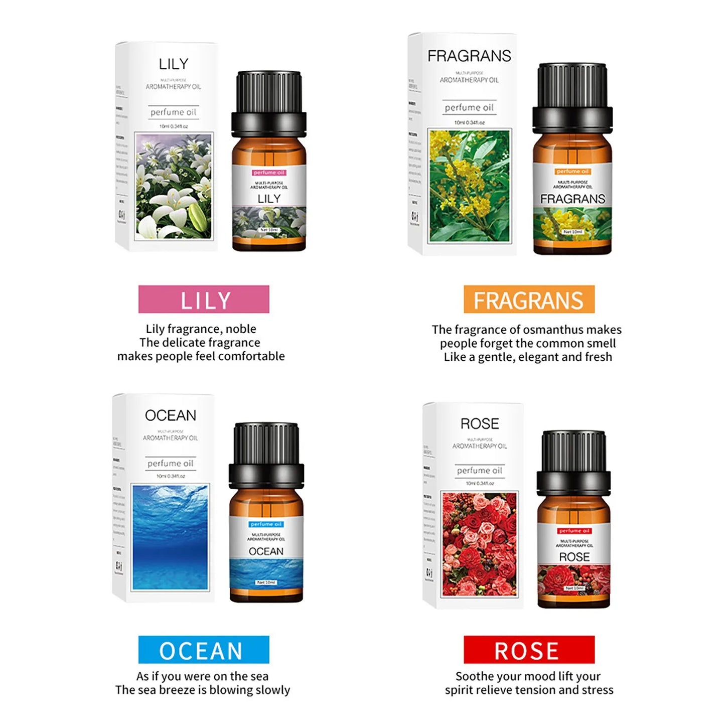 Flower Fruit Essential Oil Water-soluble Relieve Stress For Humidifier Aroma Diffuser Fragrance Lamp Air Freshening Aromatherapy